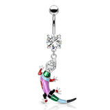 Mozaic Rainbow Gecko Navel Ring - Dangling Belly Ring. Navel Rings Australia.