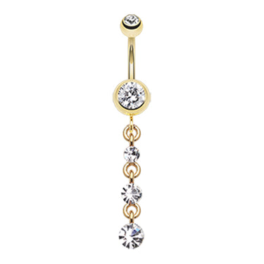 Luciana Golden Journey Belly Bar - Dangling Belly Ring. Navel Rings Australia.