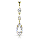 Sydney's Diamond Lust Belly Bar with Gold Plating - Dangling Belly Ring. Navel Rings Australia.