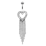 Falling For You Heart Navel Piercing Bar - Dangling Belly Ring. Navel Rings Australia.