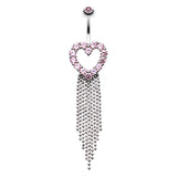 Falling For You Heart Navel Piercing Bar - Dangling Belly Ring. Navel Rings Australia.