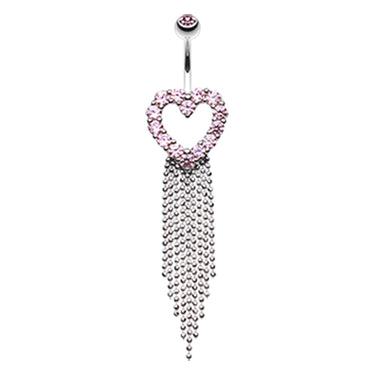 Falling For You Heart Navel Piercing Bar - Dangling Belly Ring. Navel Rings Australia.