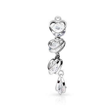 Collapsing Hearts Belly Bar - Dangling Belly Ring. Navel Rings Australia.