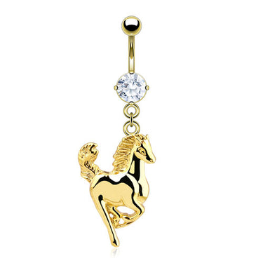 Giddyup Horse Belly Ring with Gold Plating - Dangling Belly Ring. Navel Rings Australia.