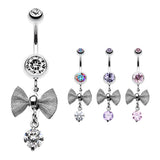 Mesh Bow Dangly Belly Bar - Dangling Belly Ring. Navel Rings Australia.