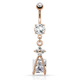 Little Findings Belly Dangle with Rose Gold Plating - Dangling Belly Ring. Navel Rings Australia.