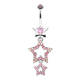 Star Show Ground Belly Dangle - Dangling Belly Ring. Navel Rings Australia.