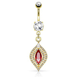 Ruby Tears Belly Dangle with Gold Plating - Dangling Belly Ring. Navel Rings Australia.
