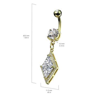 Diamonds Forever Belly Drop with Gold Plating - Dangling Belly Ring. Navel Rings Australia.
