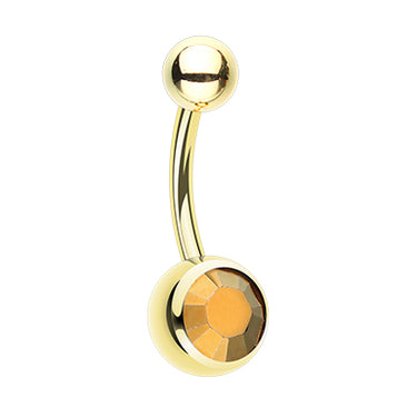 Dorado Crystal Jelly Belly Navel Ring - Basic Curved Barbell. Navel Rings Australia.