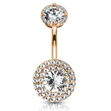 Crowned Jojo Halo Belly Bar with Rose Gold Plating - Fixed (non-dangle) Belly Bar. Navel Rings Australia.