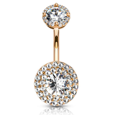 Crowned Jojo Halo Belly Bar with Rose Gold Plating - Fixed (non-dangle) Belly Bar. Navel Rings Australia.