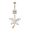 Gold Crystal Wing Butterfly Navel Dangle