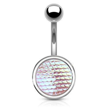Holographic Dragon Scale Navel Rings - Basic Curved Barbell. Navel Rings Australia.