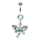 Mystique Dragonfly Dangly Belly Bar - Dangling Belly Ring. Navel Rings Australia.