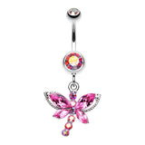 Mystique Dragonfly Dangly Belly Bar - Dangling Belly Ring. Navel Rings Australia.