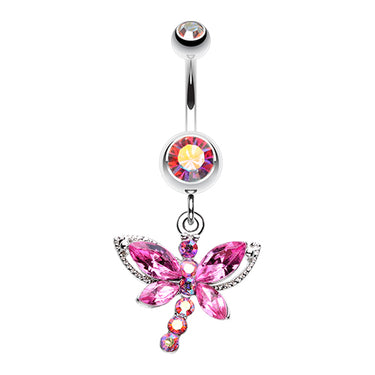 Mystique Dragonfly Dangly Belly Bar - Dangling Belly Ring. Navel Rings Australia.