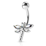The Classic Dragon Fly Belly Ring - Fixed (non-dangle) Belly Bar. Navel Rings Australia.