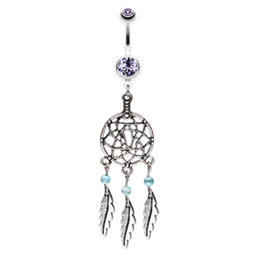 Lakota Dream Catcher Navel Ring - Dangling Belly Ring. Navel Rings Australia.