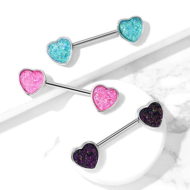 Druzy Love Heart Nipple Ring - Nipple Ring. Navel Rings Australia.