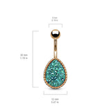 Drippin' Druzy Resin Teardrop Belly Bar with Rose Gold Plating - Basic Curved Barbell. Navel Rings Australia.