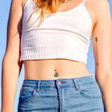 Druzy Resin Bezel Cup Belly Bars with Rose Gold Plating - Basic Curved Barbell. Navel Rings Australia.