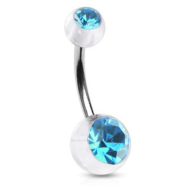 Translucent Duo Gem Acrylic Belly Bar - Basic Curved Barbell. Navel Rings Australia.