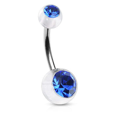 Translucent Duo Gem Acrylic Belly Bar - Basic Curved Barbell. Navel Rings Australia.