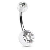 Translucent Duo Gem Acrylic Belly Bar - Basic Curved Barbell. Navel Rings Australia.