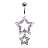 Orions Midnight Star Dangly Navel Ring - Dangling Belly Ring. Navel Rings Australia.
