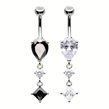 Ebony Diamond Dangly Belly Bar