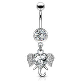 Jumbo Love Elephant Belly Dangle - Dangling Belly Ring. Navel Rings Australia.
