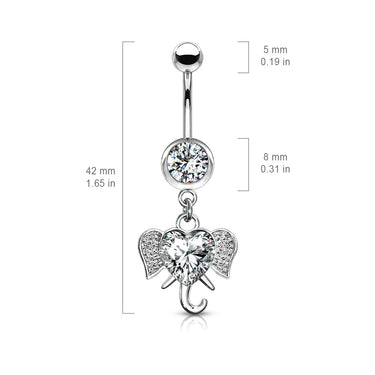 Jumbo Love Elephant Belly Dangle - Dangling Belly Ring. Navel Rings Australia.