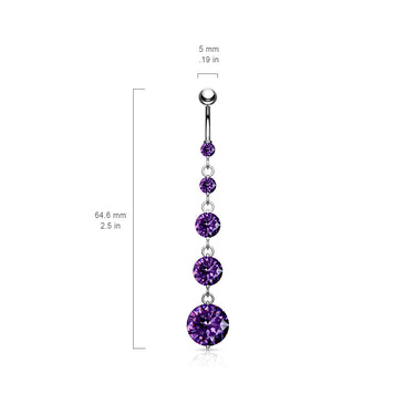 Diamanté Gem Chain Belly Ring - Dangling Belly Ring. Navel Rings Australia.