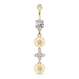 Uniting Daisy Chain Belly Ring with Gold Plating - Dangling Belly Ring. Navel Rings Australia.