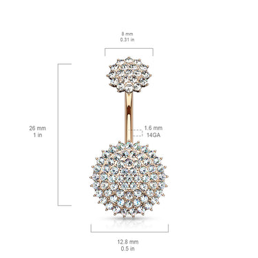 Crowned Motley™ Belly Bar with Rose Gold Plating - Fixed (non-dangle) Belly Bar. Navel Rings Australia.
