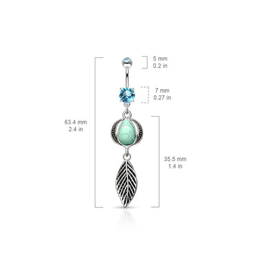 Native Headdress Navel Ring - Dangling Belly Ring. Navel Rings Australia.
