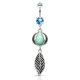 Native Headdress Navel Ring - Dangling Belly Ring. Navel Rings Australia.