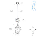 Jewelled Pitter Patter Pregnancy Belly Bar - Maternity Belly Ring. Navel Rings Australia.