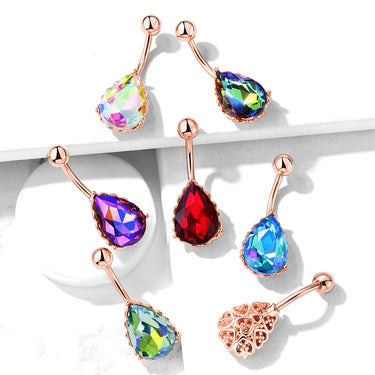 La Femme Teardrops Belly Bar - Fixed (non-dangle) Belly Bar. Navel Rings Australia.