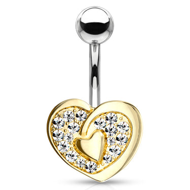 Vous et Moi Lovers Belly Bar with Gold Plating - Fixed (non-dangle) Belly Bar. Navel Rings Australia.