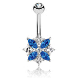Lozzies' Floral Belly Bar - Fixed (non-dangle) Belly Bar. Navel Rings Australia.