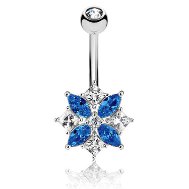 Lozzies' Floral Belly Bar - Fixed (non-dangle) Belly Bar. Navel Rings Australia.