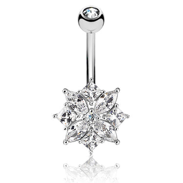 Lozzies' Floral Belly Bar - Fixed (non-dangle) Belly Bar. Navel Rings Australia.