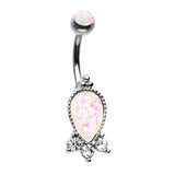 Trinity Crown Opal Belly Ring - Fixed (non-dangle) Belly Bar. Navel Rings Australia.