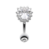 Dramatic Heart Reverse Navel Ring - Reverse Top Down Belly Ring. Navel Rings Australia.