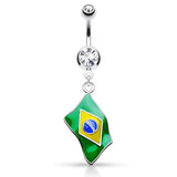 Around the World Flag Belly Rings - Dangling Belly Ring. Navel Rings Australia.
