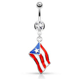 Around the World Flag Belly Rings - Dangling Belly Ring. Navel Rings Australia.