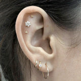 Diamond Flower Earring by Maria Tash in 18K Rose Gold. Flat Stud. - Earring. Navel Rings Australia.
