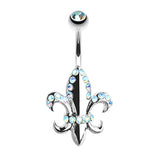 French Fleur De Lis Belly Ring - Fixed (non-dangle) Belly Bar. Navel Rings Australia.